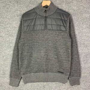 NEW Buffalo David Bitton Sweater Men M Zip 1/4 Zip Sweater‎ Fleece lined